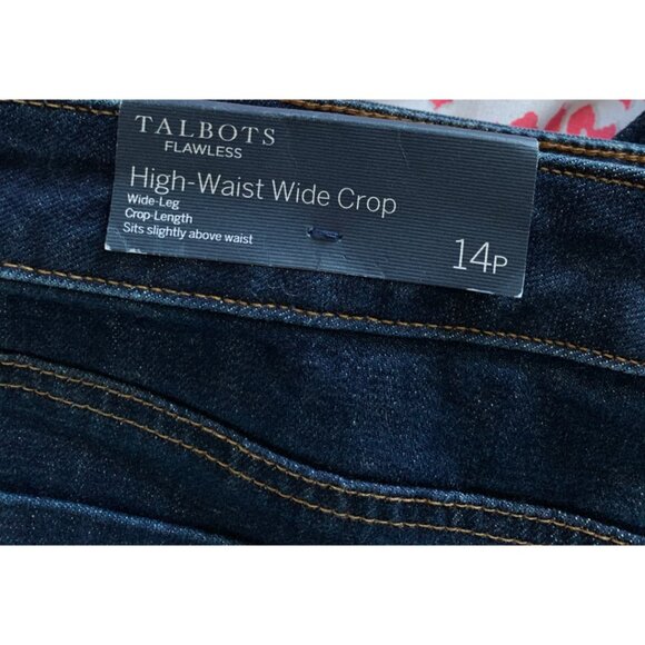 NWT TALBOTS Womens' Deep Azure Flawless Wide-Leg Crop Jeans Sz 14 Petite - Picture 8 of 9